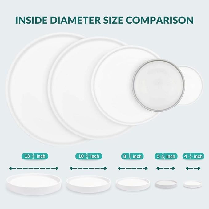 Willowy Matte White Ceramic Pot Saucer - Drainage Tray for 4,5,6 Inch Planters - Two Pack