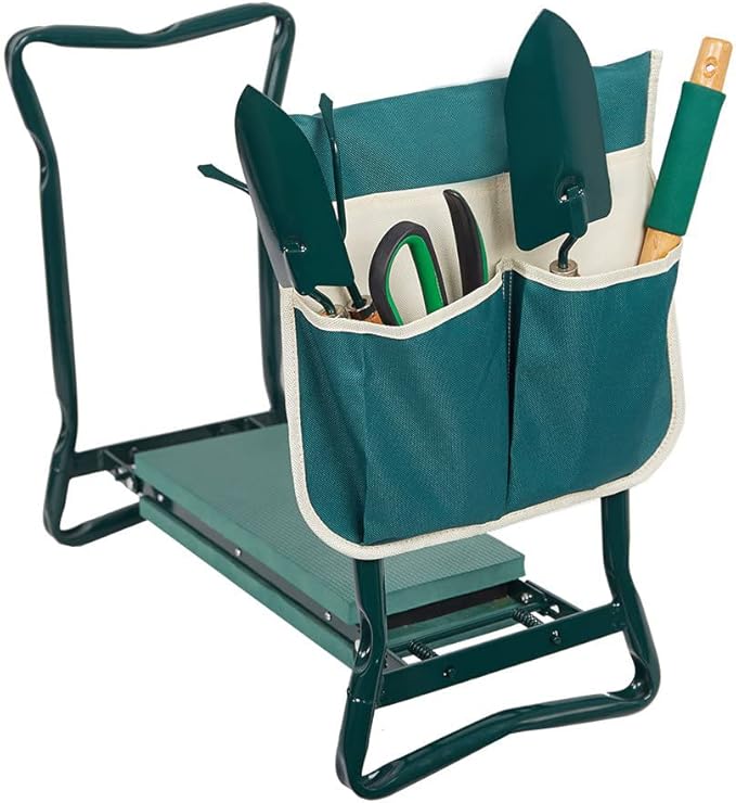 Garden Kneeler and Seat Heavy Duty Gardening Bench Stool with Tool Pouch, Eva Soft Foam Pad for Kneeling and Seating, Lightweight Frame