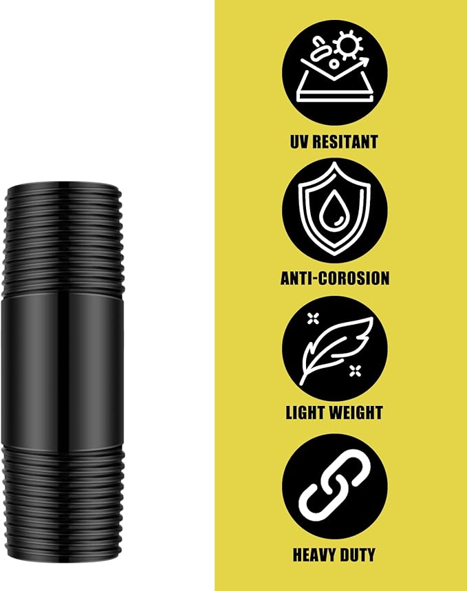 Yaomiao 5 Pcs Sprinkler Head Pipe Riser Extension 1/2 Inch MPT PVC Double Male Pipe Thread Sprinkler Riser for Lawn Irrigation System Automatic Irrigation Connector Raised Pipe (2 Inch)