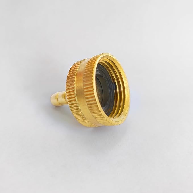 3/8" Barb x 3/4" Female GHT Thread Solid Brass Water Hose End Repair Connector, Includes Stainless Steel Clamps and gaskets（Pack of 2）
