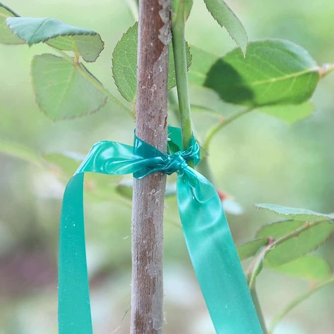 Stretch Tie Tape Roll, 1/2" 150ft Garden Tie Tape, Thick Sturdy Plant Ribbon Garden Green Vinyl Stake Gardening Tools for Indoor Outdoor Patio Plant Use (10 Pack)