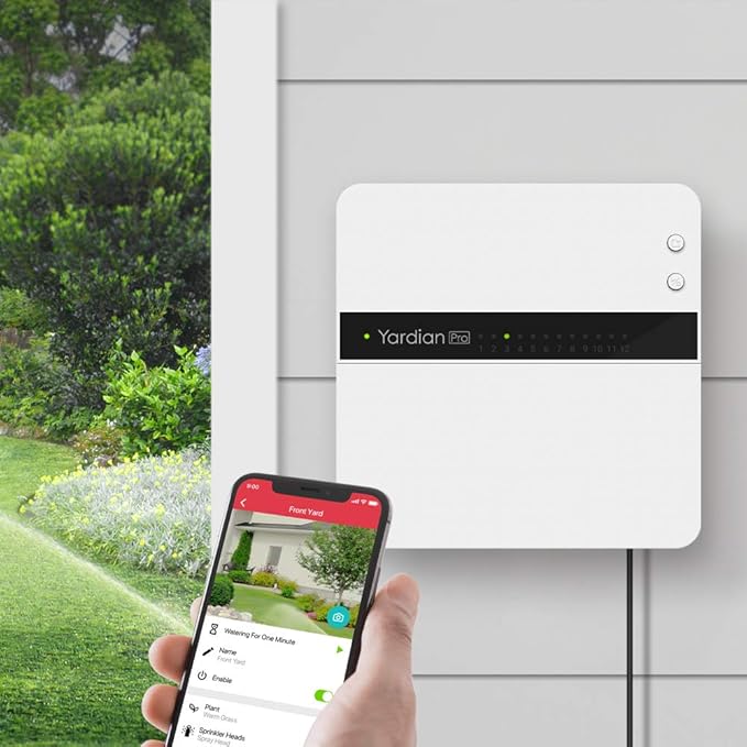 Yardian Pro Smart Sprinkler Controller 6 Zone - Control Buttons, Apple HomeKit, Alexa, Google Assistant and Home Assistant Compatible, Enhanced Wi-Fi, RJ45, Level VI Worldwide Power Supply