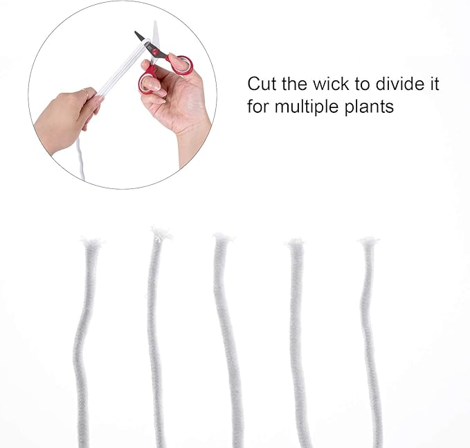 ORIMERC 60 feet 1/5 inch Self Watering Capillary Wick Cord Vacation Plant Sitter DIY Hydroponic Wicking Self-Watering Planter Pot Automatic Water System Device Potted Violet Auto Seedling Waterer Rope