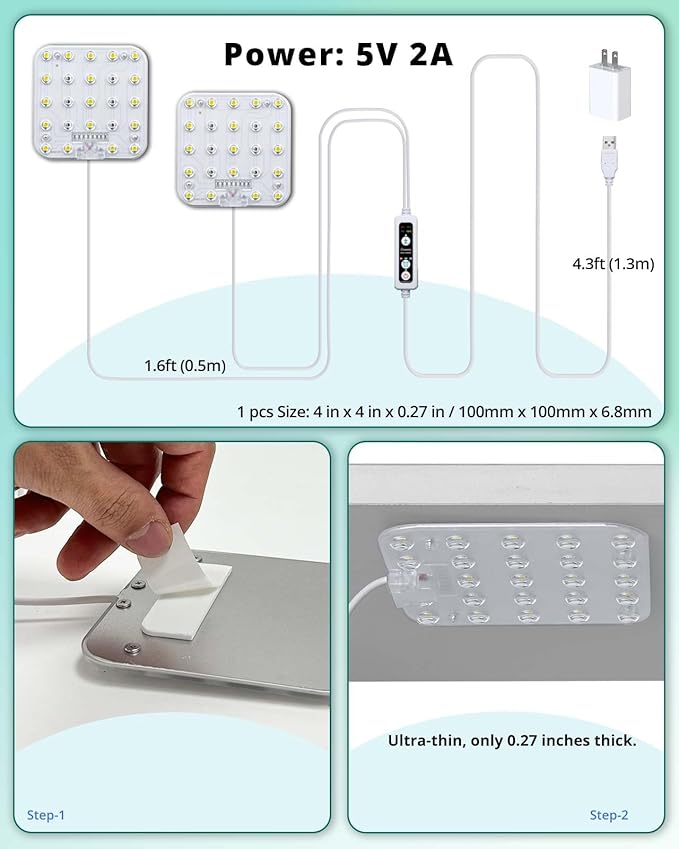 DOMMIA Grow Light, 3300K Warmwhite Dimmable Full Spectrum High PPFD with Optical Lens, Auto on/Off and 6/12/16H Timer, Suitable All for Indoor Growing, 2 Pack