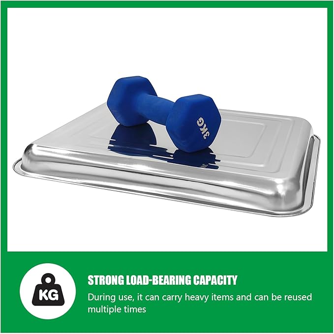 Stainless Metal Trays, Stainless Steel Seed Starter Carry Tray for Nursery Seedling Pots Water Collection Transplantation (13.56 inch×17.5 inch, 1.18" Height, 5-Pack)