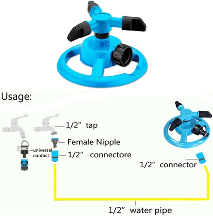 Lawn Sprinkler Automatic Garden Water Sprinklers Lawn Irrigation System Large Area Coverage Rotation 360 Degree