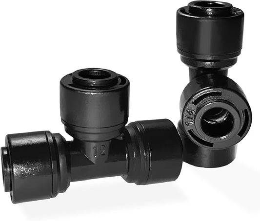 20 Pack Quick Connect 1/4" Drip Irrigation Tee Connectors, Universal Tee Fitting for 1/4 Inch Irrigation Tubing, Leak Free Fittings for Sprinkler or Drip Irrigation System