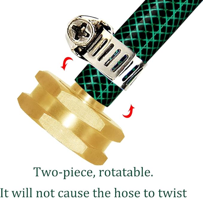 Joywayus 2Pcs 1/2" Barb x 3/4" Female GHT Thread Swivel Hex Brass Garden Water Hose Pipe Connector Copper Fitting with Stainless Clamp House/Boat/Lawn/Power Wash/Irrigation