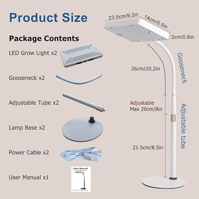 Plant Light LED ZQL and ABS (Desk 25 Watt(2Pack))