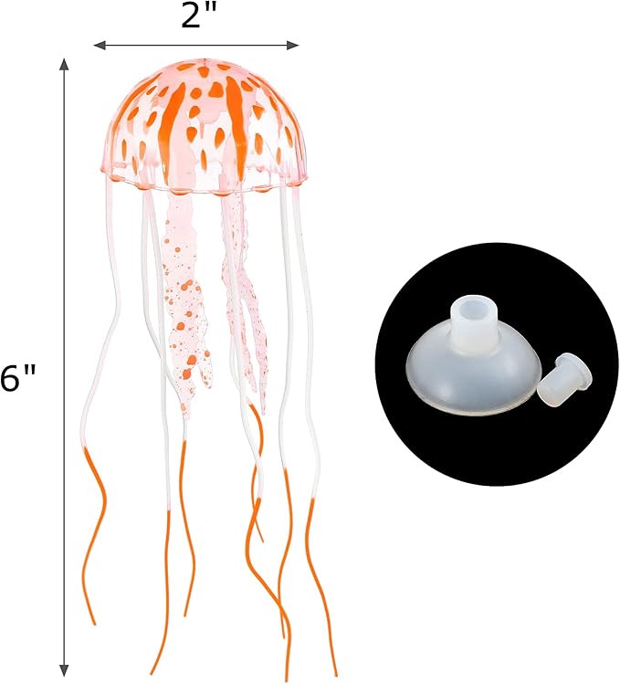 Lpraer 6 Pack Glow Jellyfish Floating Fish Tank Decorations Glowing Effect Silicone Simulation Jellyfish Ornament Aquarium Decorations (6 Colors)