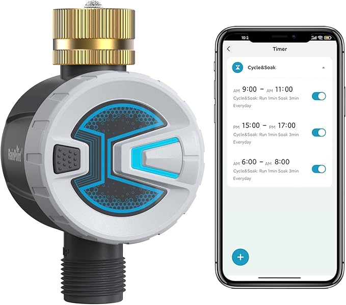 RAINPOINT Sprinkler Timer Outdoor, Bluetooth Hose Timer to 60M Connect Range, Digital Irrigation Water Timer for Garden Hose, Faucet Timer for Lawn Yard