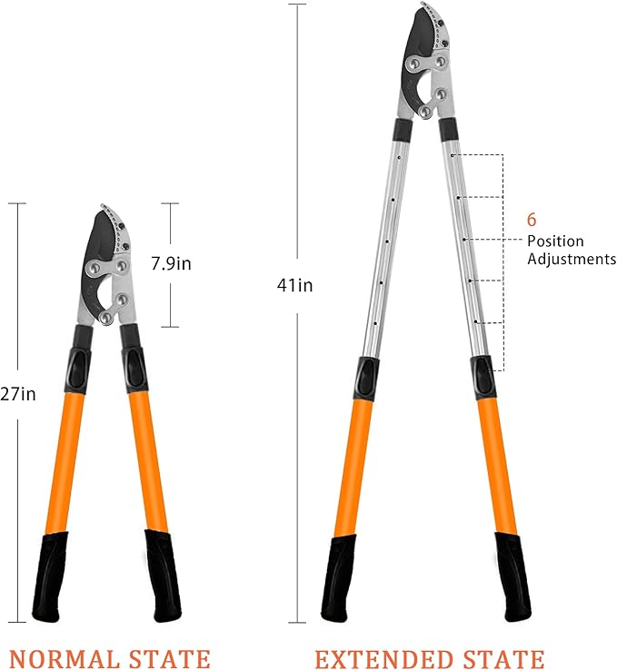 27-41'' Extendable Hand Loppers for Pruning, Tree Trimmer with 1.5" Cutting Capacity, Chops Thick Branches Ease, Heavy Duty Tree Pruner with SK5 Spare Blade