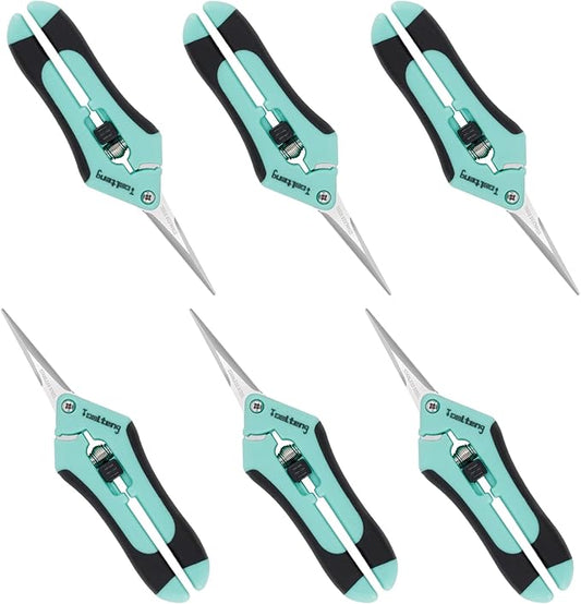 6 Packs Pruning Shears, Garden Trimming Scissors, Gardening Hand Pruning Snips, Titanium Coated Precision Bonsai Pruning Shears, Convenient and Efficient Flower Cutters (Blue)