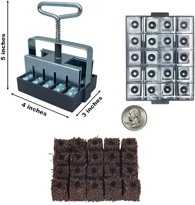 Ladbrooke Genuine Soil Block Maker - 2-Pc Set Includes Micro 20 with Cubic Inserts, Made in England