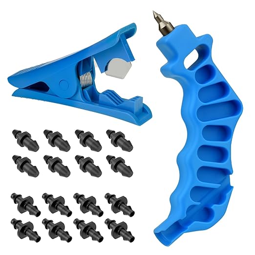 Drip Irrigation Punch Tool, Irrigation Sprinkler Hose Cutter Drip Tube Hole Punch Tool and Fitting Insertion for 1/4 Inch Drip Tubing with Drip Plugs and 1/4 Inch Connectors