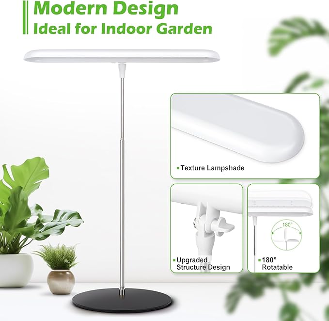 FOXGARDEN® Grow Light, Full Spectrum Desktop Grow Lamp with Base, Bright LED Plant Light with Auto On/Off Timer 4/8/12H, 4 Dimmable Brightness, Height Adjustable, Ideal for Indoor Plants, 2 Packs