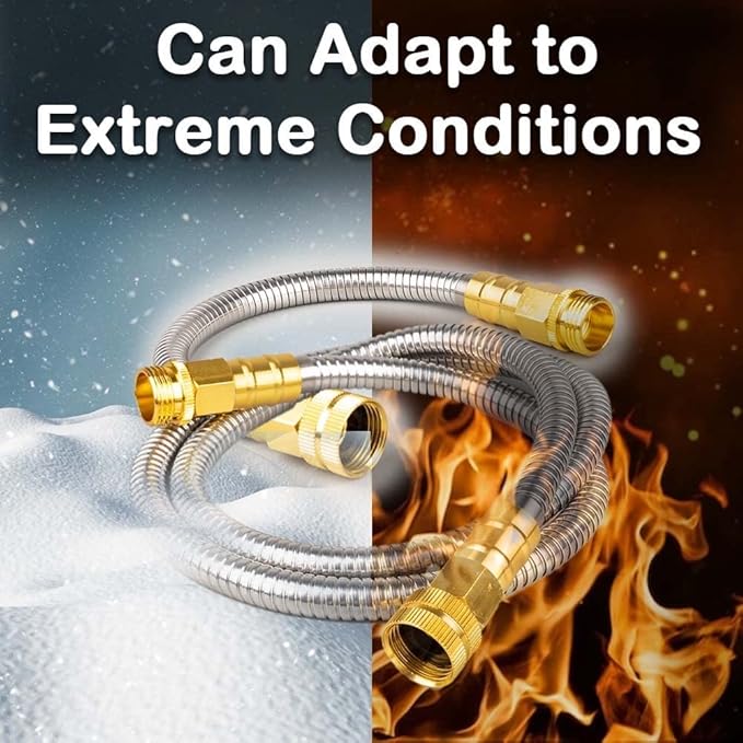 Stainless Steel Garden Hose: Durable Quality Metal with High-pressure Water Output for Gardeners（10FT）