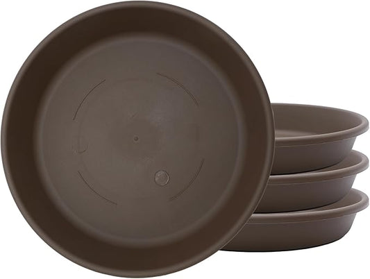 The HC Companies Flower Pot Saucers - Plastic Plant Saucer for Outdoors & Indoors - Traditional Design Plant Pot Trays for Water Drainage - Durable & Stylish Round Plant Tray (8-inch Chocolate)