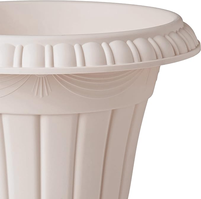 PL10TP Classic Traditional Plastic Urn Planter Indoor/Outdoor, 15" x 13", Taupe