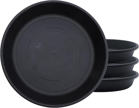 The HC Companies Flower Pot Saucers - Plastic Plant Saucer for Outdoors & Indoors - Traditional Design Plant Pot Trays for Water Drainage - Durable & Stylish Round Plant Tray (8-inch Black)