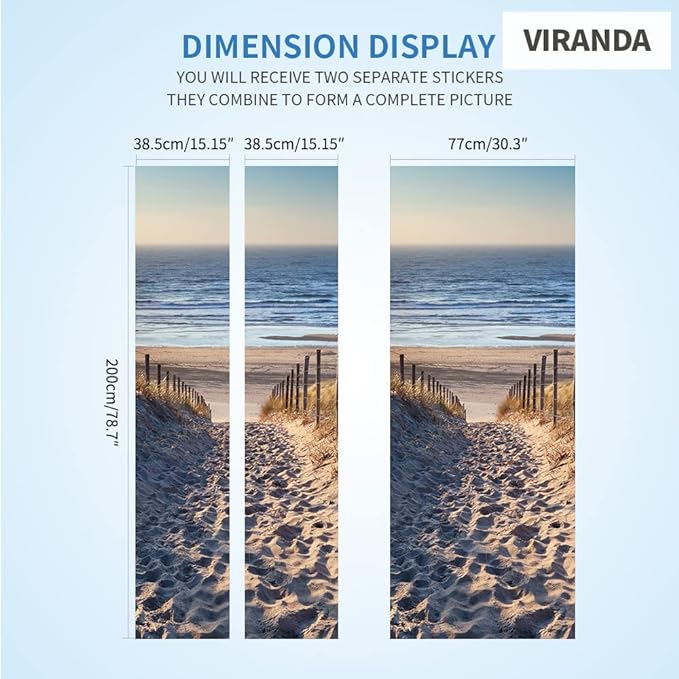 Door Wallpaper Self-Adhesive Door Poster 3D Door Picture - Sylter Dune - Door Film Photo Wallpaper Premium PVC Waterproof Door Sticker Wall Sticker for Bedroom Living Room Door Decoration Stickers 86