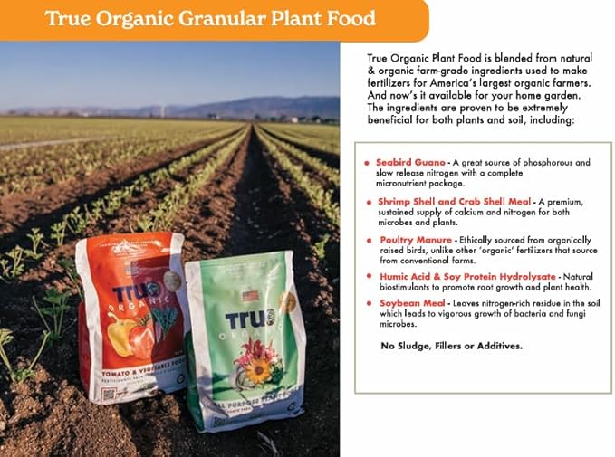 True Organic All Purpose Plant Food – Organic Fertilizer for Fruits, Vegetables, Flowers, and Herbs – 4lb Bag Covers 87 sq. ft.