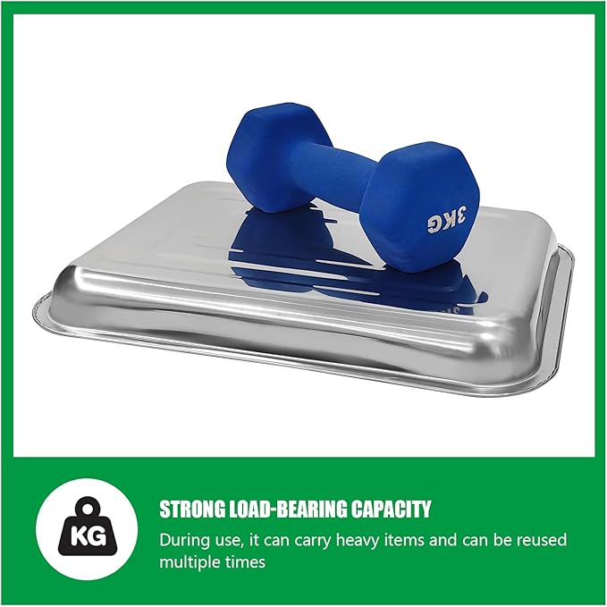 Stainless Metal Trays, Stainless Steel Seed Starter Carry Tray for Nursery Seedling Pots Water Collection Transplantation (10.63 inch×14.17 inch, 1.18" Height, 10-Pack)
