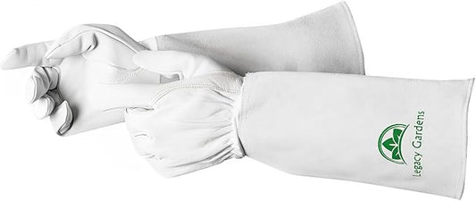 Thorn Resistant Leather Gardening Gloves for Men & Women – Long Gauntlet Rose Pruning Gloves with Forearm Protection for Pruning and Yard Work - Small