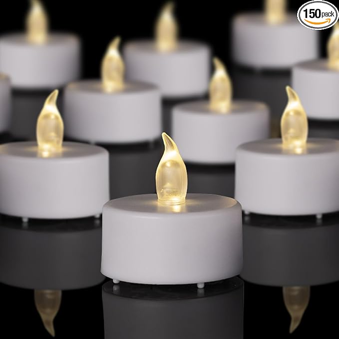 LED Tea Lights Flameless Candles- 150Pack Tealight Candle Realistic and Bright Flickering Long Lasting 200Hours for Holiday Celebration,Party, Home Decoration WarmWhite,Battery Operated
