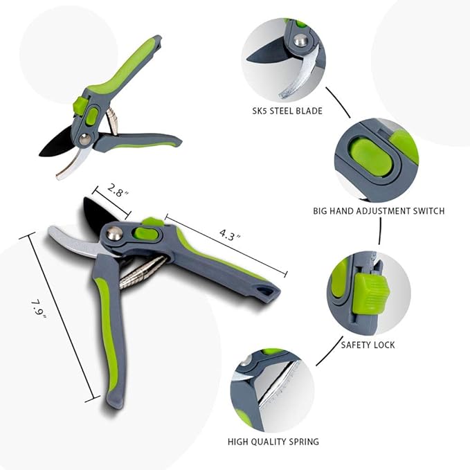 Garden Pruning Shears Hedge Clippers, Updated 3PCS Garden Shears Lopper Combo Set, Branch Cutter with Compound Action, Chops Thick High Branch Ease, Professional Tree Trimmer Set Heavy Duty