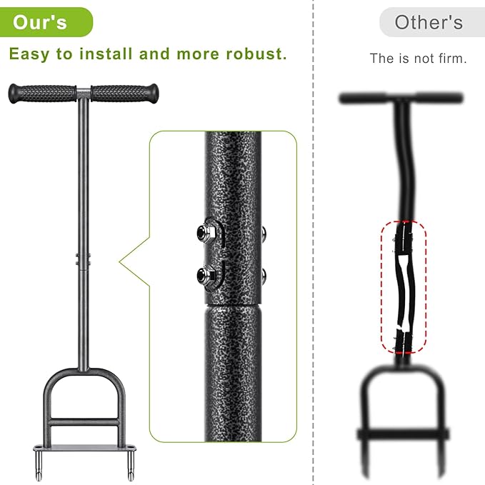 Dolibest Lawn Coring Aerator, Manual Lawn Aerator, 2 Stainless Steel Corer Plug Aerator with Soft Rubber Grip, Pre-Assembled Manual Grass Aerating Tool & Cleaning Hand Tool for Improving Lawn Health