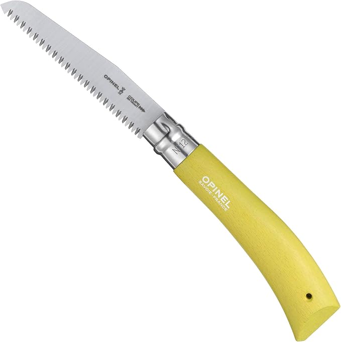 Opinel 3 Piece Gardening Tool Set - No. 12 Folding Saw, No. 8 Pruning Knife, No. 8 Garden Knife - Vibrant Painted Handles, Stainless Steel and Carbon Steel Blades - Made in France