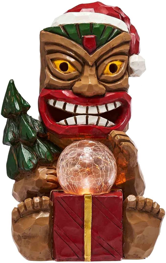 Outdoor Garden Decor-Christmas Tiki Totem Statues Light Beautiful Gift-Giving for Your Indoor Christmas & Holiday Decorations（9.65“）