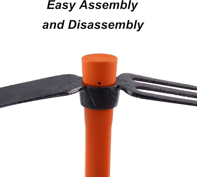 LUBAN 3 Sprongs Dual Head Rake Hoe with Heavy Duty Forged Adze and Ergonomic Non-Slip Handle for Loosening Soil, Gardening, Camping Outdoor 39mm/15-Inch