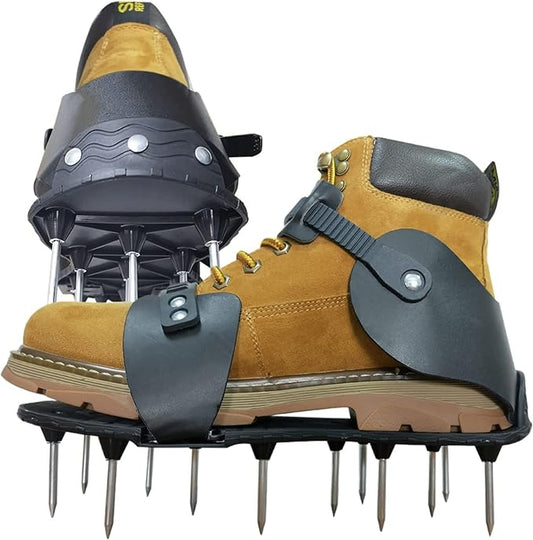 Lawn Aerator Shoes- with Upgraded Strap Design and Non-Slip Adjustable Snap-Soil Yard Aerator Tool for Aerating Patio Garden-Pre-Assembled Grass Aerator Shoes for Lawn