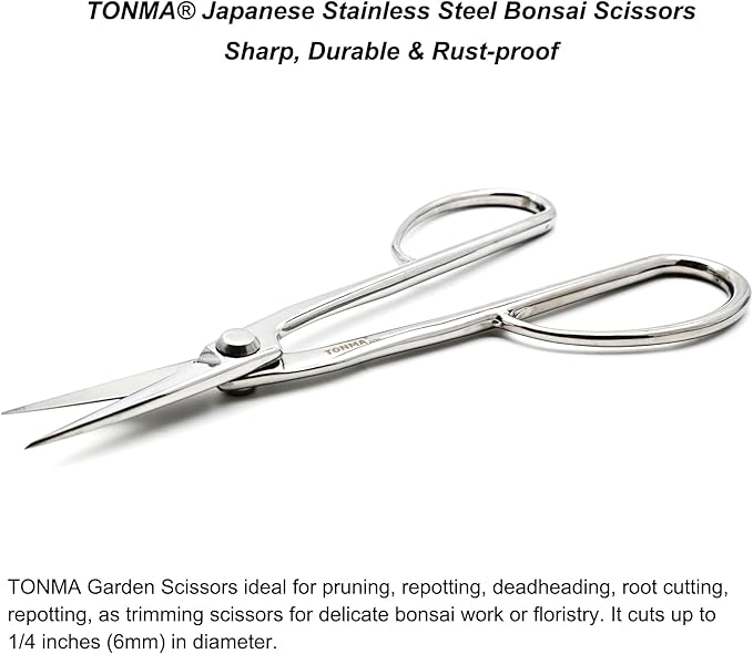 Satsuki Bonsai Scissors [Made in Japan] Professional 8.5 inch Garden Bonsai Tools Japanese Stainless Steel Hasami Pruning Scissors with Micro Serrated, Mirror Polishing Process