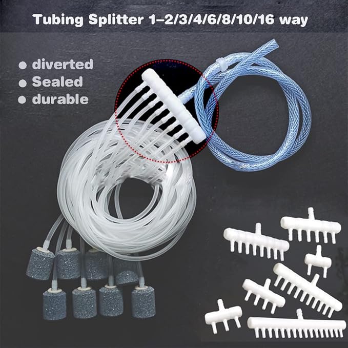 Rake-shaped hose joint air discharge diverter, Plastic Barb Hose Fitting Connector, 6-Way Outlet Air Line Pump Tubing Splitter Water Flow Divider, for Aquarium Garden Agricultural Irrigation（6Pcs）