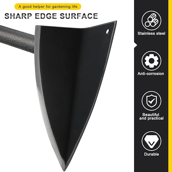 Hoe Garden Tool,48 Inch Garden Hoe Triangle Gardening Hoe with Sharp Blade for Digging,Weeding,Cutting and Loosing Soil,Adjustable Length Metal Handle (4 FT)