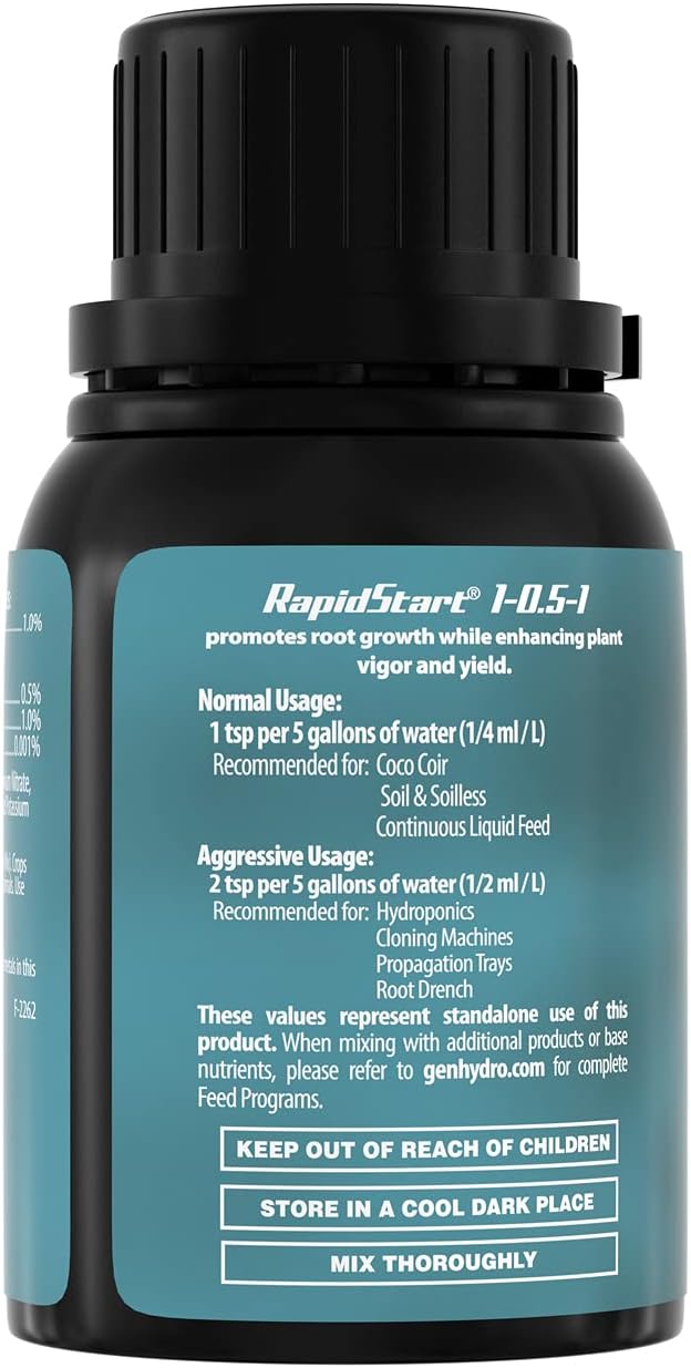 General Hydroponics RapidStart, Plant Food, 1-0.5-1, 125 mL.