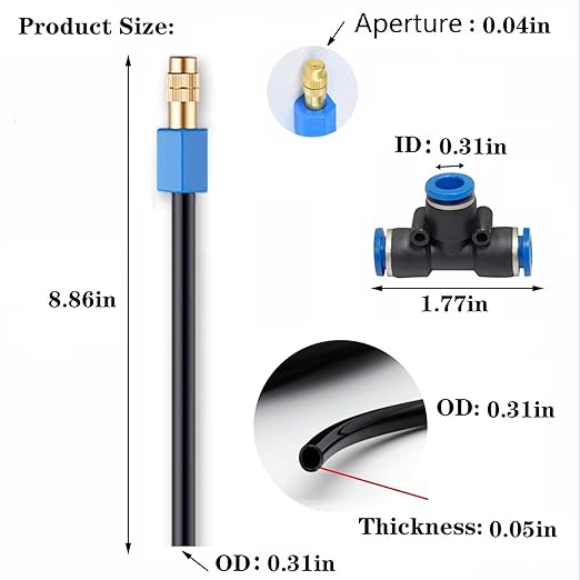 Atomizing kit,360 Degree Adjustable Copper Sprayer atomizing System,5/8mm(ID/OD) trubing Watering Plant Devices Nozzle Emitters Sprinkler Pneumatic Fittings Connection. (9)