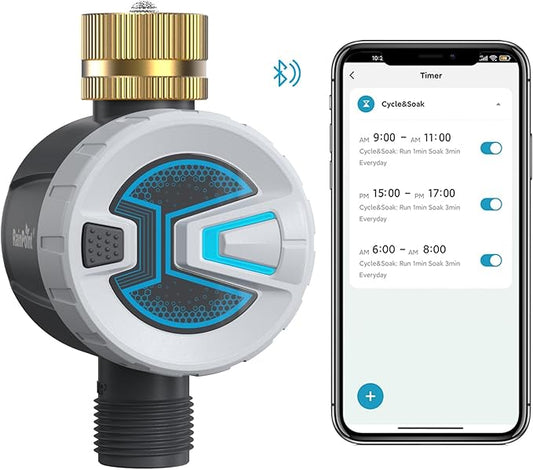 RAINPOINT Sprinkler Timer Outdoor, Bluetooth Hose Timer to 60M Connect Range, Digital Irrigation Water Timer for Garden Hose, Faucet Timer for Lawn Yard