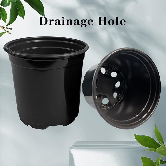 RAOOKIF 50 Pack 1 Gallon Nursery Pots with Drainage Holes, 7 Inch Nursery Pot for Plants, Seed Starting Pots for Flower Seedling, Cuttings, Transplanting (1gal,50pcs)
