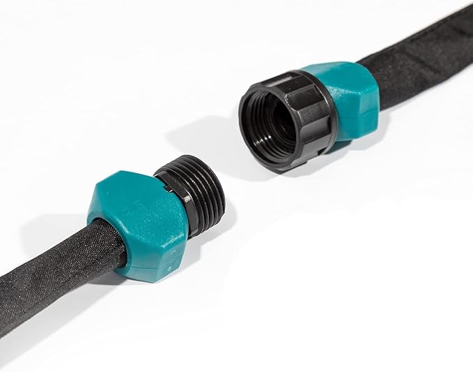 LINEX Flat Soaker Hose 1/2" x 75 ft with Stake for Garden Beds Drip Hoses Irrigation Sprinkler Heavy Duty Save Water 80%