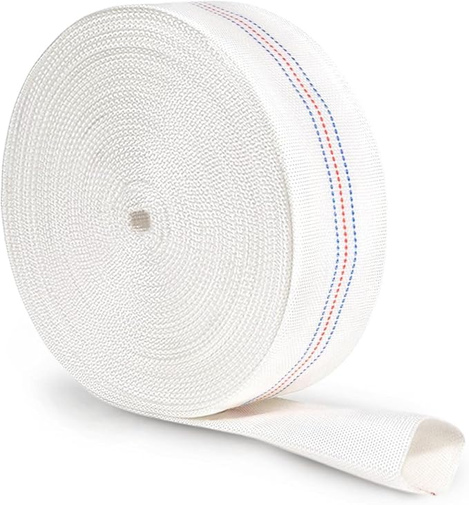 Foresee 1.25 in x 65 ft Backwash Discharge Hose Heavy Duty Reinforced, PVC Lay-Flat Fire Hose (White) with Dual Clamps, for Swimming Pool Pipe, Pump, Water Transfer, Garden Irrigation