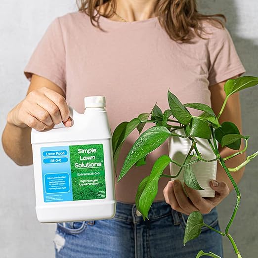 Maximum Green & Growth- High Nitrogen 28-0-0 NPK- Lawn Food Quality Liquid Fertilizer- Spring & Summer- Any Grass Type- Simple Lawn Solutions - Concentrated Quick & Slow Release Formula (1 Quart)