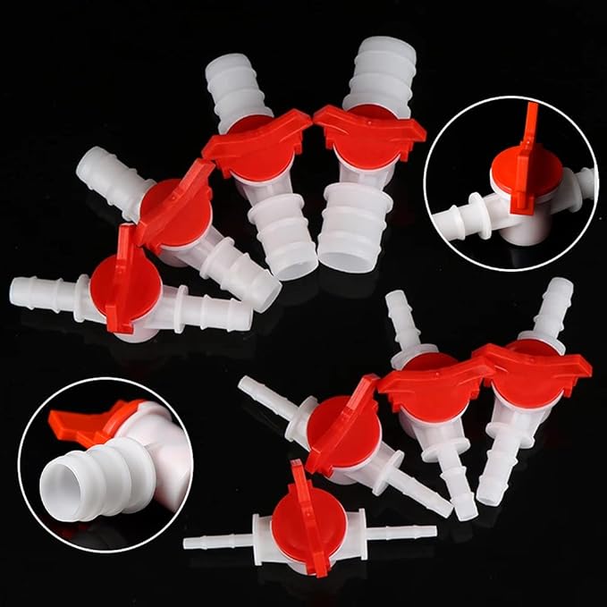 3/8“ Hose Barbed Ball Valve Drip Irrigation Ball Valve Shut Off Switch for Drip Irrigation and Aquariums (Pack of 2)