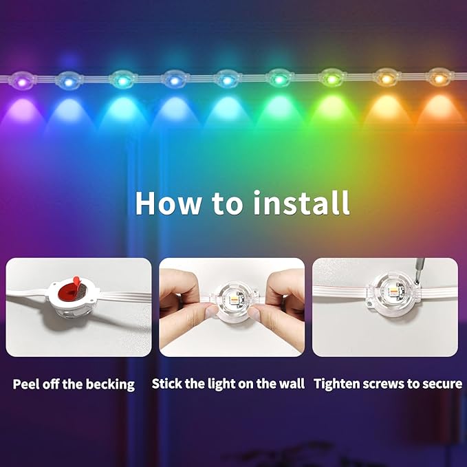 Permanent Outdoor Lights,50ft RGB Eave with App Control Remote,IP67 Waterproof LED Lights,Music Sync Outside Light for House,Halloween,Roof,Garden,Christmas Decorations
