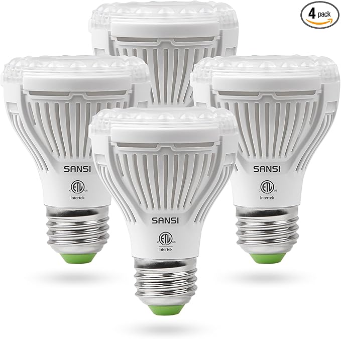 SANSI LED Grow Light Bulb for Seeds and Greens, Full Spectrum 10W Grow Light (150 Watt Equiv) with Optical Lens for Indoor Plant, High PPFD, E26 Base, 4-Pack