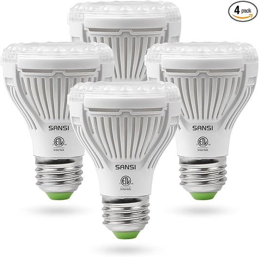 SANSI LED Grow Light Bulb for Seeds and Greens, Full Spectrum 10W Grow Light (150 Watt Equiv) with Optical Lens for Indoor Plant, High PPFD, E26 Base, 4-Pack