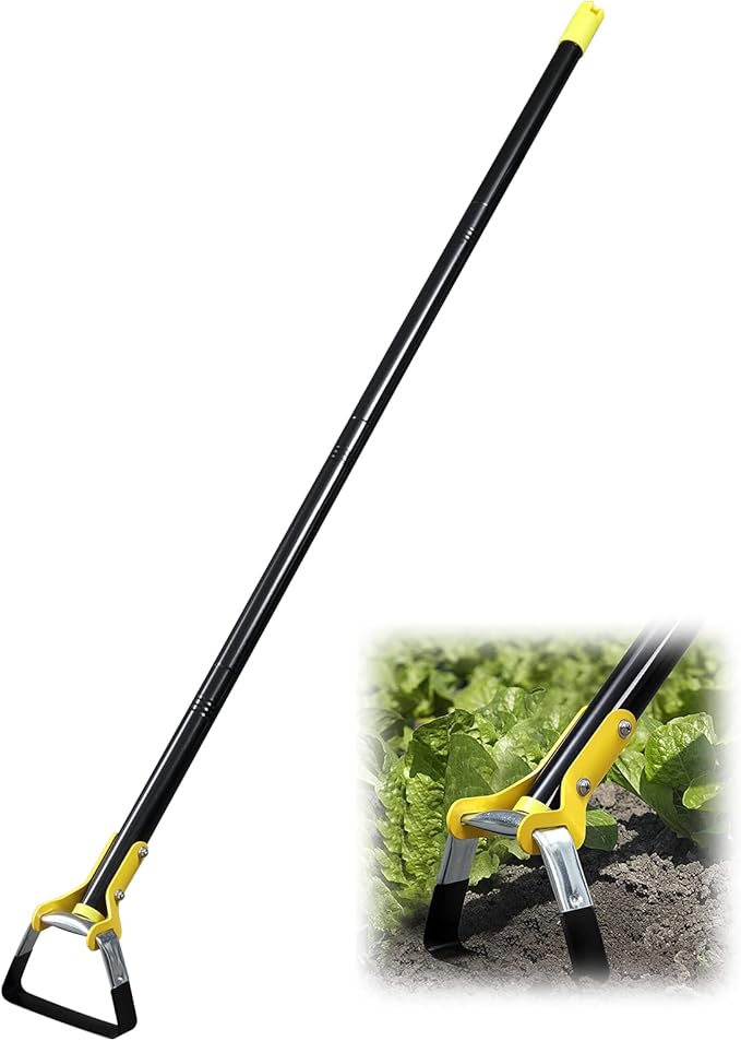 BsBsBest Scuffle Hoe Garden Tool, Stirrup Loop Hoe with 54 Inch Adjustable Long Hand, Great for Weeds in Backyard,Vegetable Garden